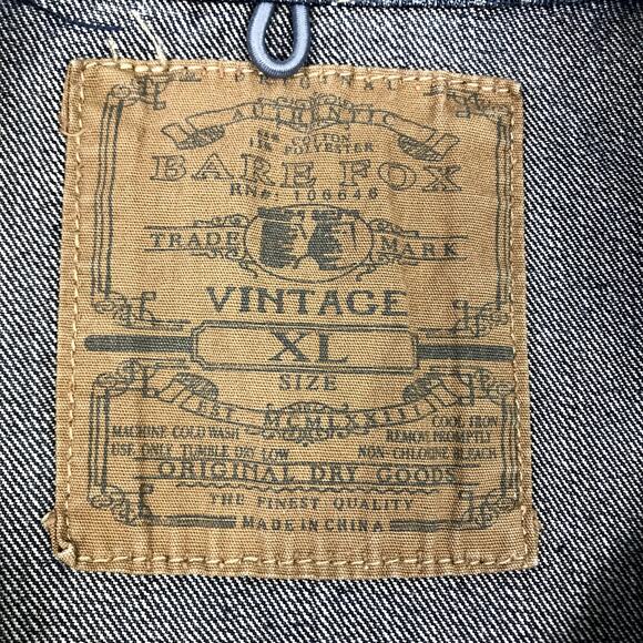 BARE FOX VTG Denim Vest XL Blue Retro Gorpcore Goth Cowboy Western Outdoor Y2K - Picture 6 of 8